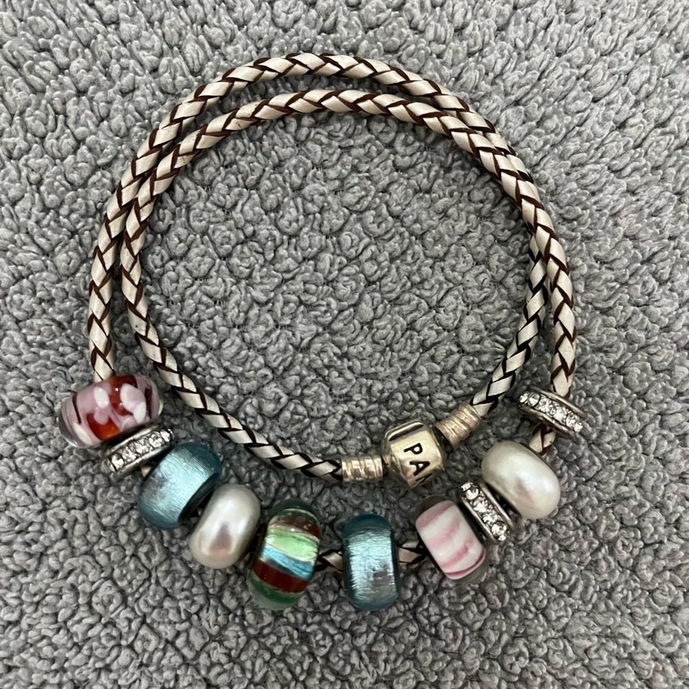 Pandora Braided Bracelet With Colorful Charms